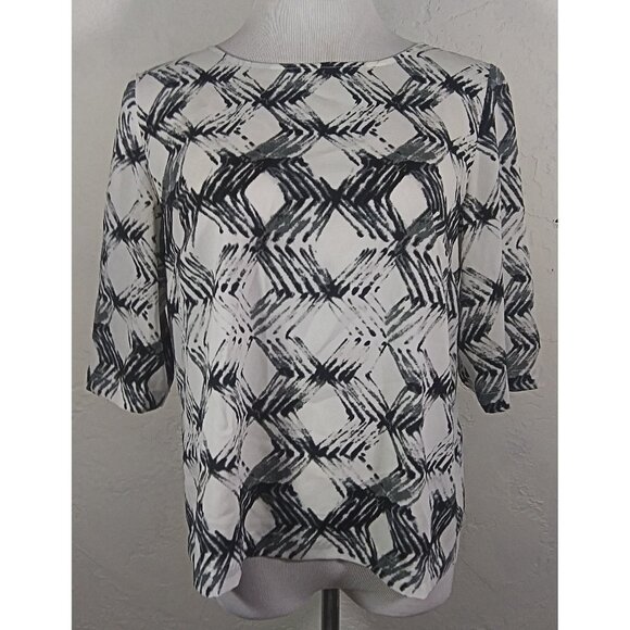 Dkny Tops - DKNY Top Small Geometric Multicolor Abstract Short Sleeve Back Zipper